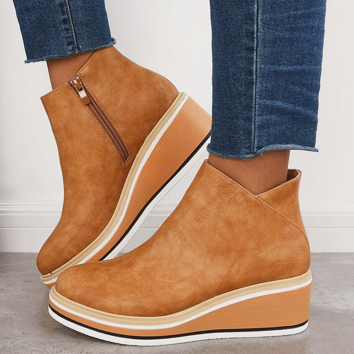 Casual Platform Sneakers with Side Zipper for a Chic Style