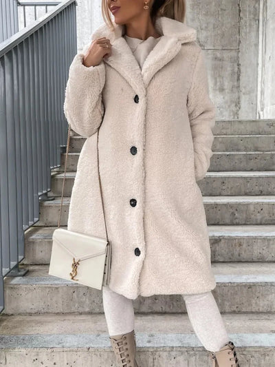 Women's Long-Sleeved Lapel Coat – Warm Style and Comfort