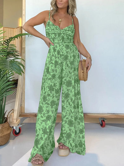 Judith - Floral Strappy Wide Leg Jumpsuit