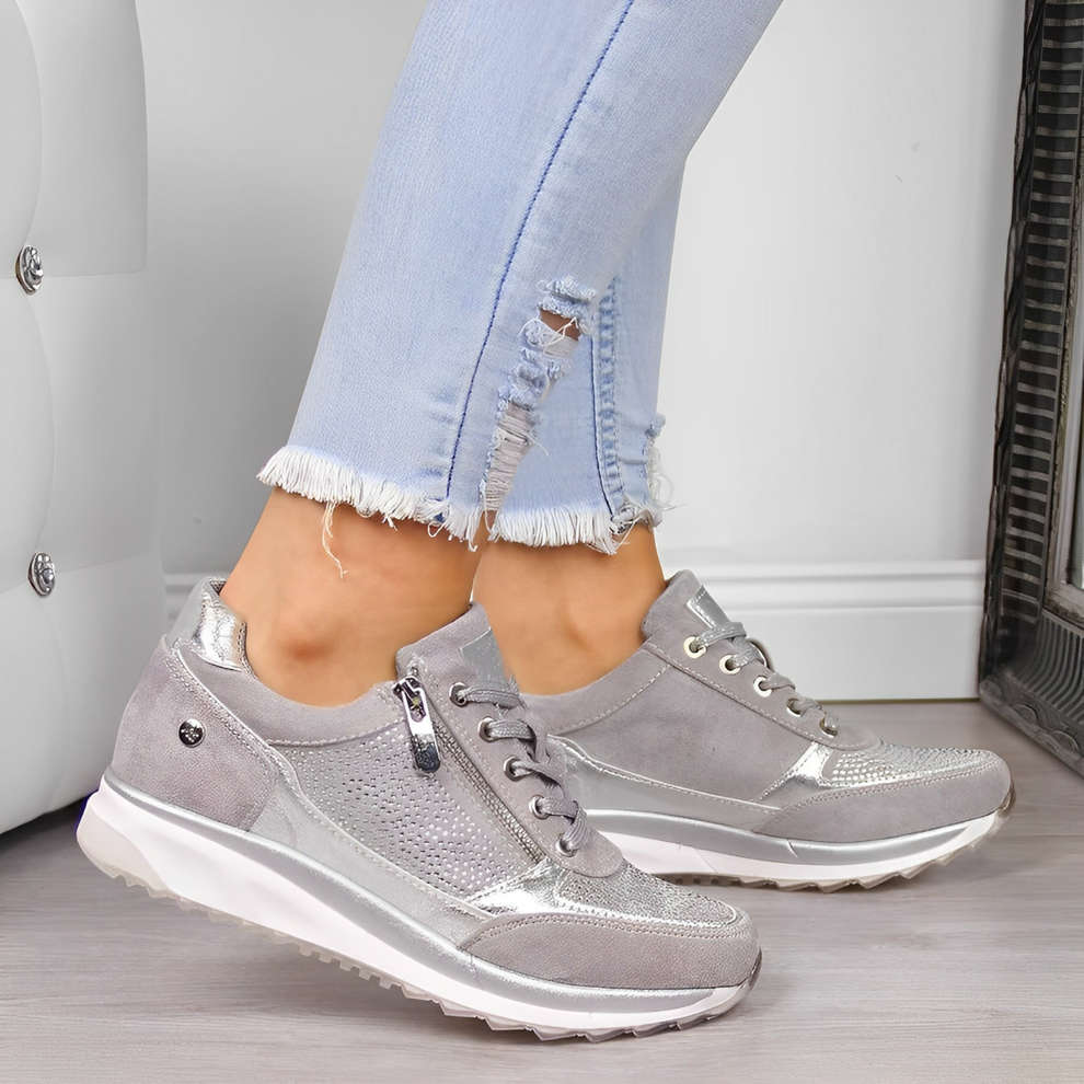 Modern women's sneakers with easy-to-wear zipper closure