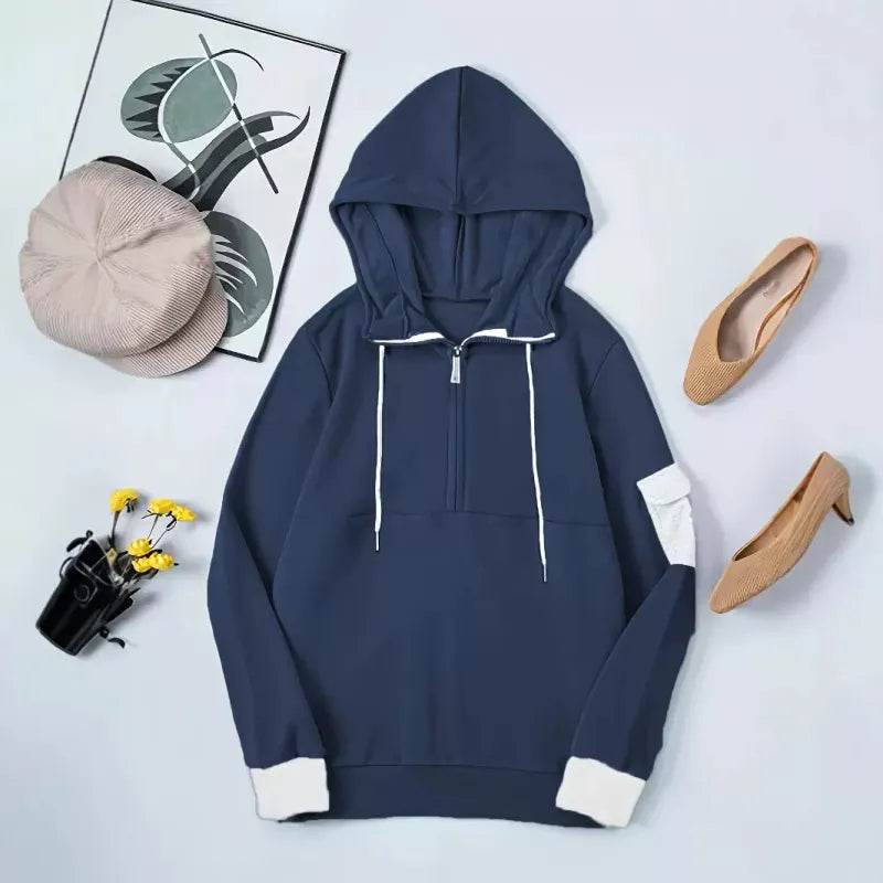 Comfortable casual half-zip hoodie