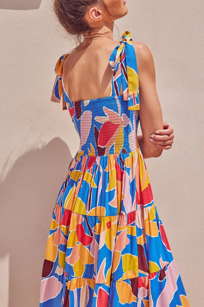 Daniela - Printed dresses with thin straps and trendy bohemian print
