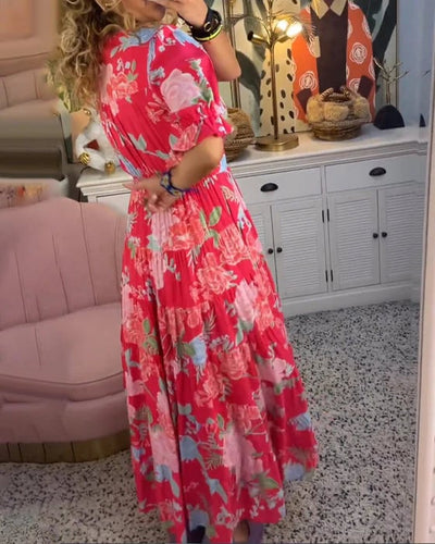 Ania - V-neck dress with floral print