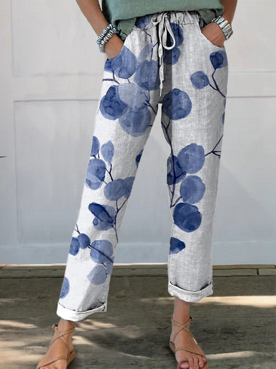 Brenda - Women's Retro Botanical Floral Print Trousers