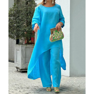 Linda - Solid Color Two-Piece Casual Suit