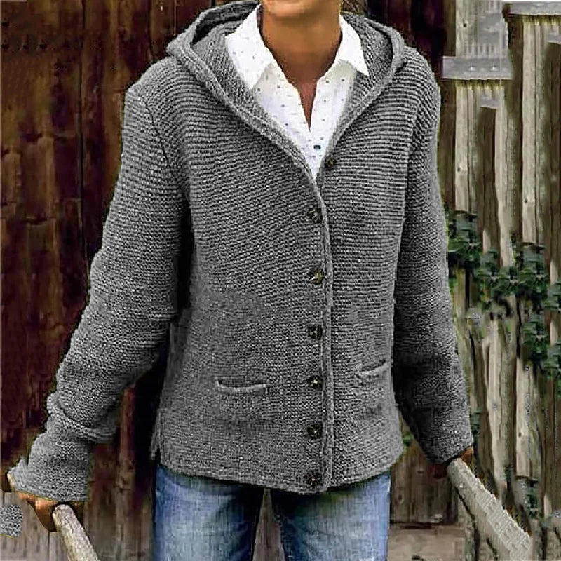 Classic hooded cardigan with double pockets