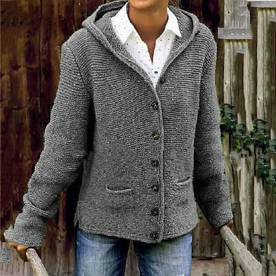 Classic hooded cardigan with double pockets