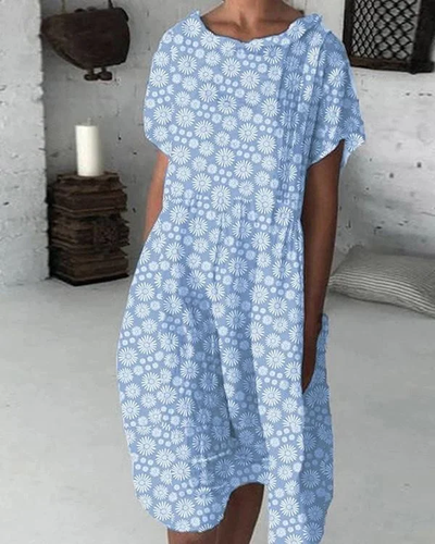 Indira - Casual Summer Dresses with Round Neck and Short Sleeves