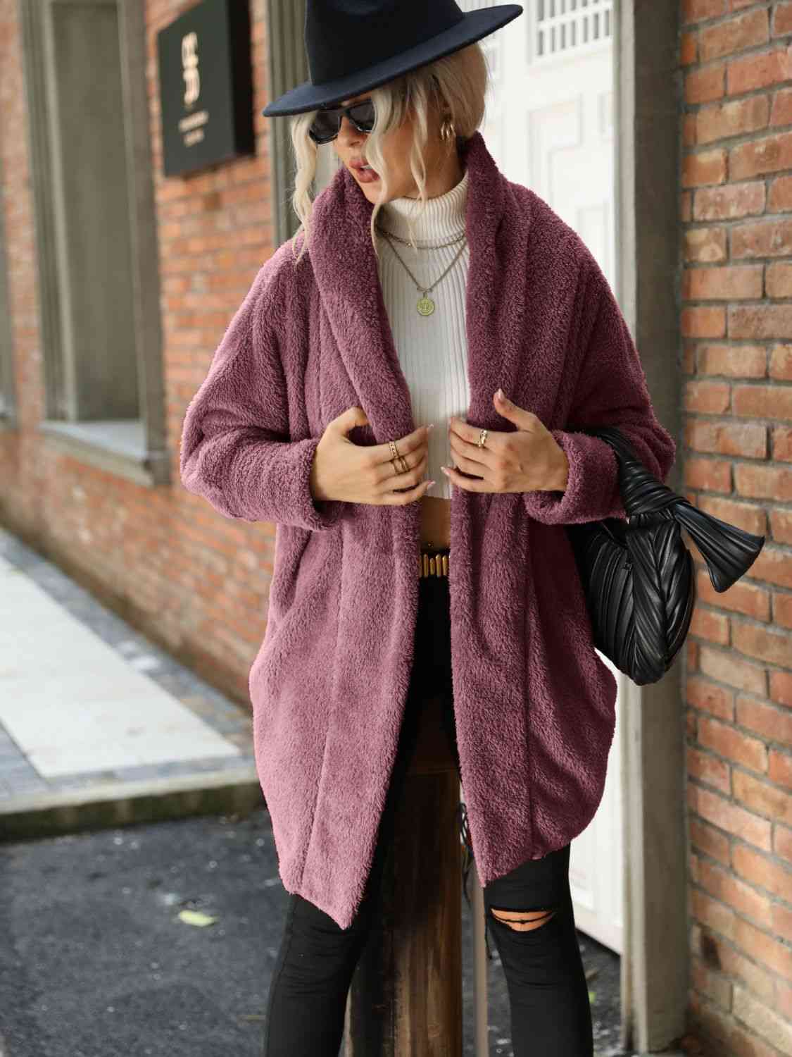 Warm teddy bear-effect coat for everyday outings