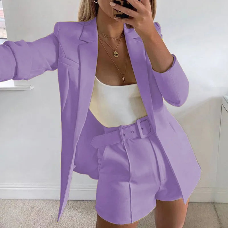 Marga - Elegant linen blazer and shorts set for women