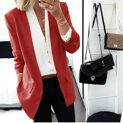 Comfortable street jacket with turn-down collar and solid color design