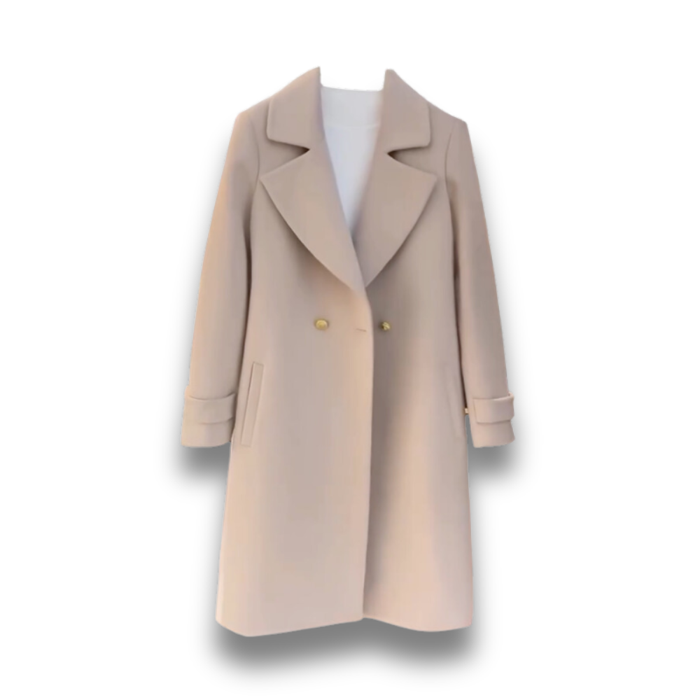 Elegant Classic Women's Coat with Pockets, Buttons and Lapel Collar