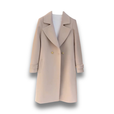 Elegant Classic Women's Coat with Pockets, Buttons and Lapel Collar