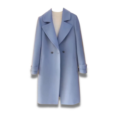 Elegant Classic Women's Coat with Pockets, Buttons and Lapel Collar