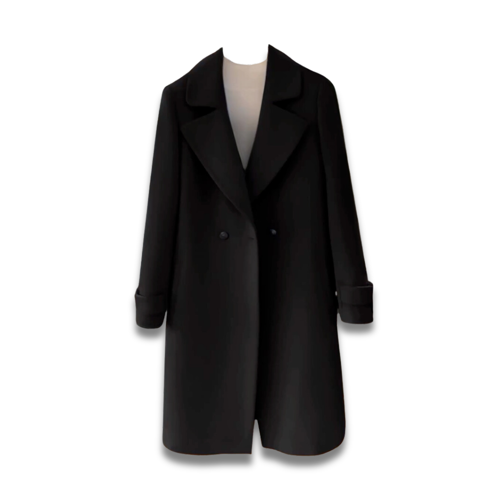 Elegant Classic Women's Coat with Pockets, Buttons and Lapel Collar