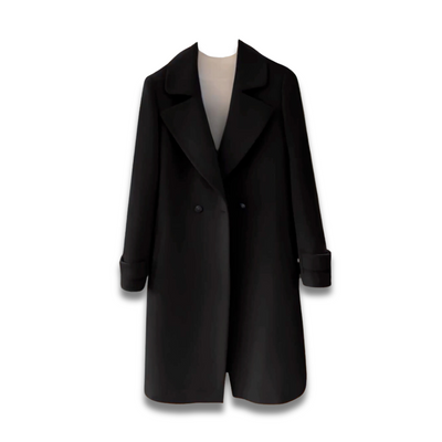 Elegant Classic Women's Coat with Pockets, Buttons and Lapel Collar