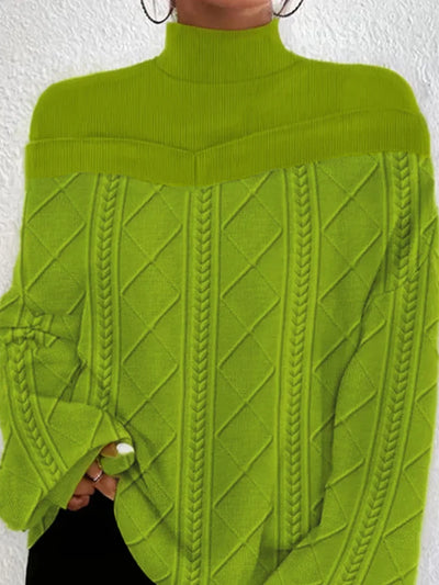 Women's Loose Fit Long Sleeve High Neck Blouse