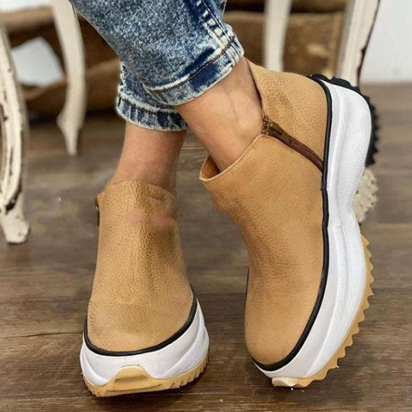 Thick-soled warm boots with side zipper for autumn and winter