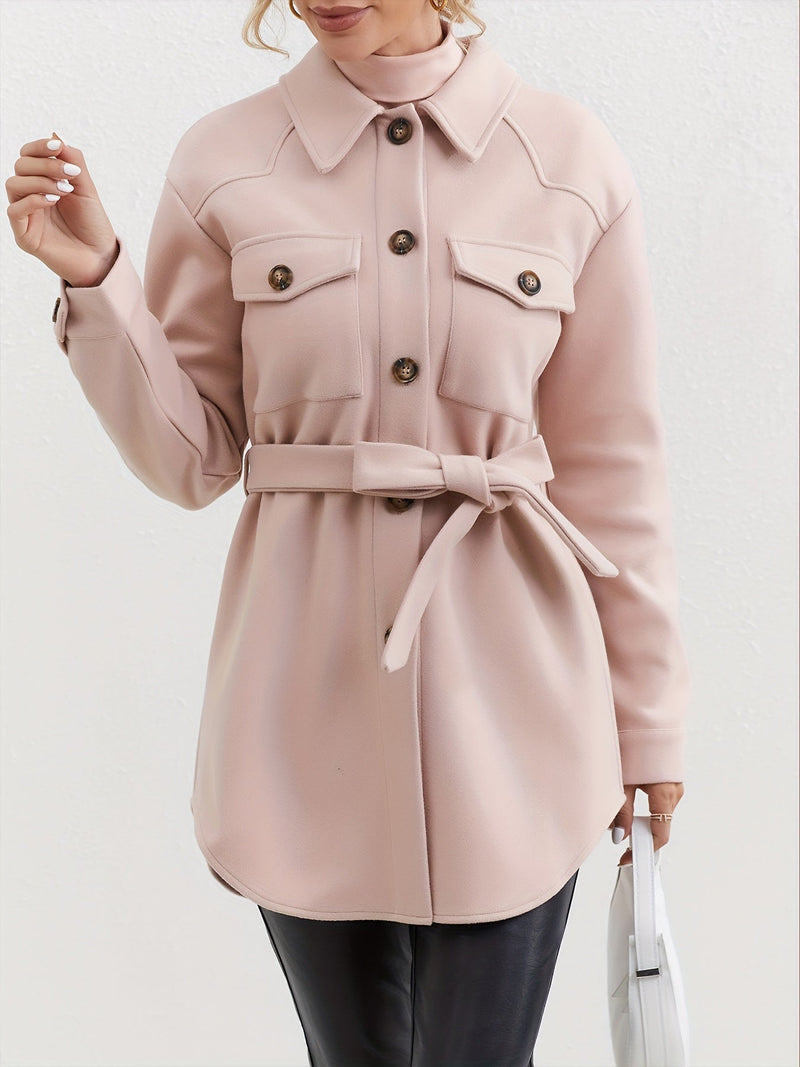 Elegant Women's Coat with Belt and Modern Design