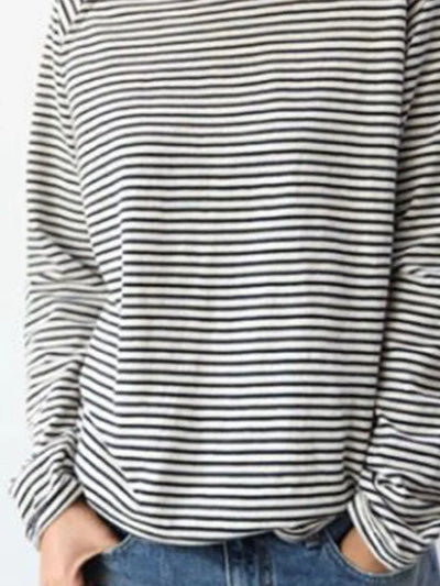 Felicity | White and Black Simple Basic Long-Sleeved Top