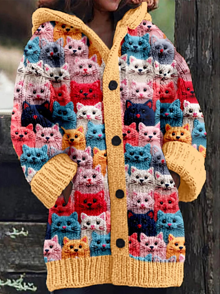 Doortje - Autumn jacket with hood and cat print