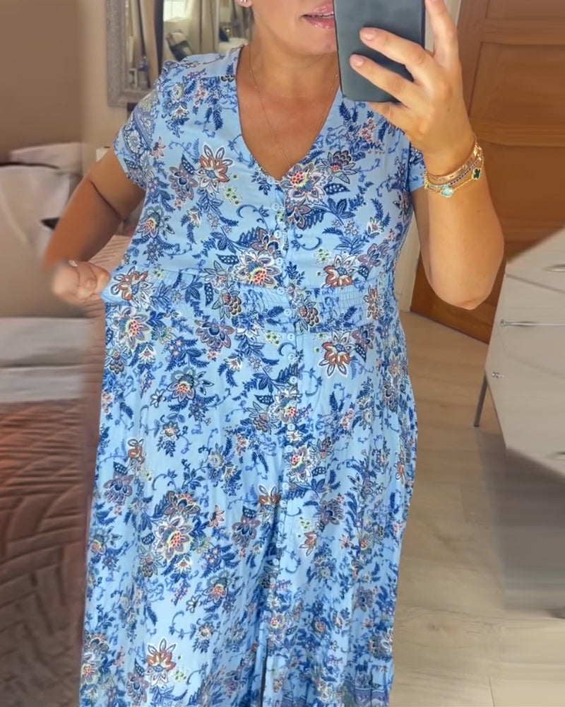 Mila - Floral print dress with V-neckline