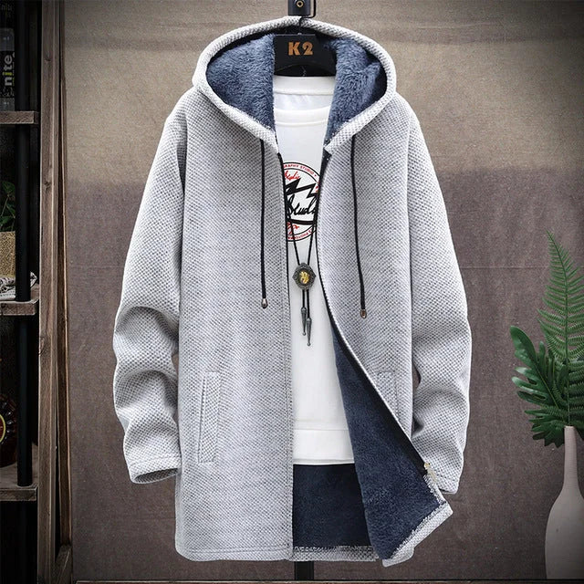 Men's Casual Hooded Coat – Slim Fit Long Warm Coat