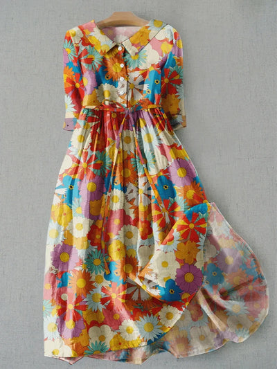 Dora - Literary Casual Floral Print Loose Dress