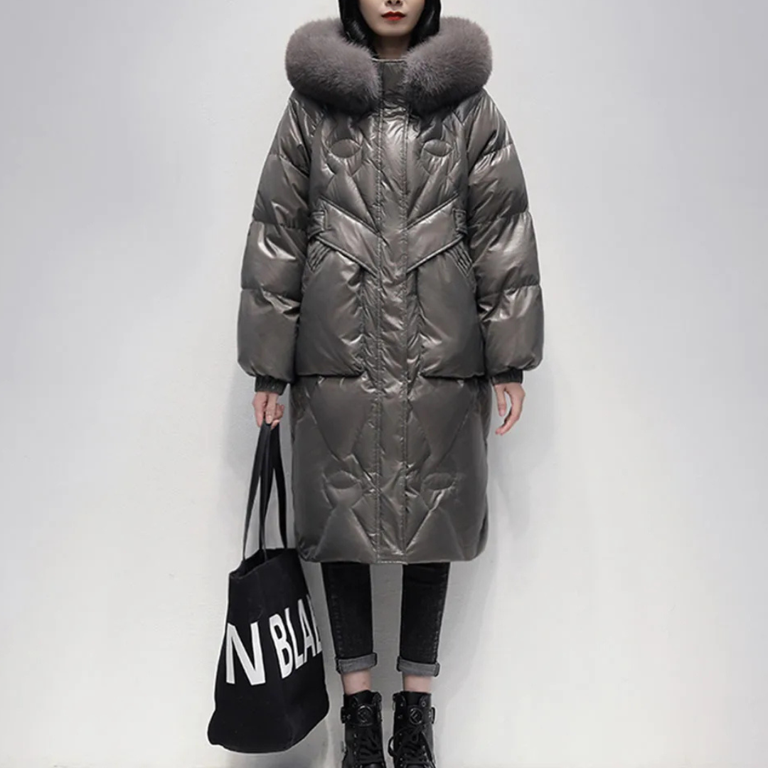 Women's casual long coat with modern hood