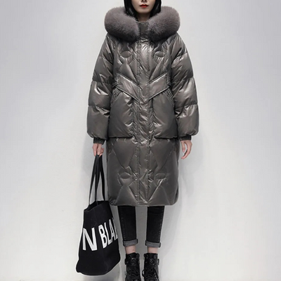 Women's casual long coat with modern hood