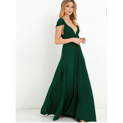 Elegant long sleeveless evening dress with open back
