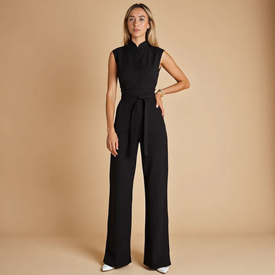 Sleeveless belted jumpsuit for a modern and versatile style