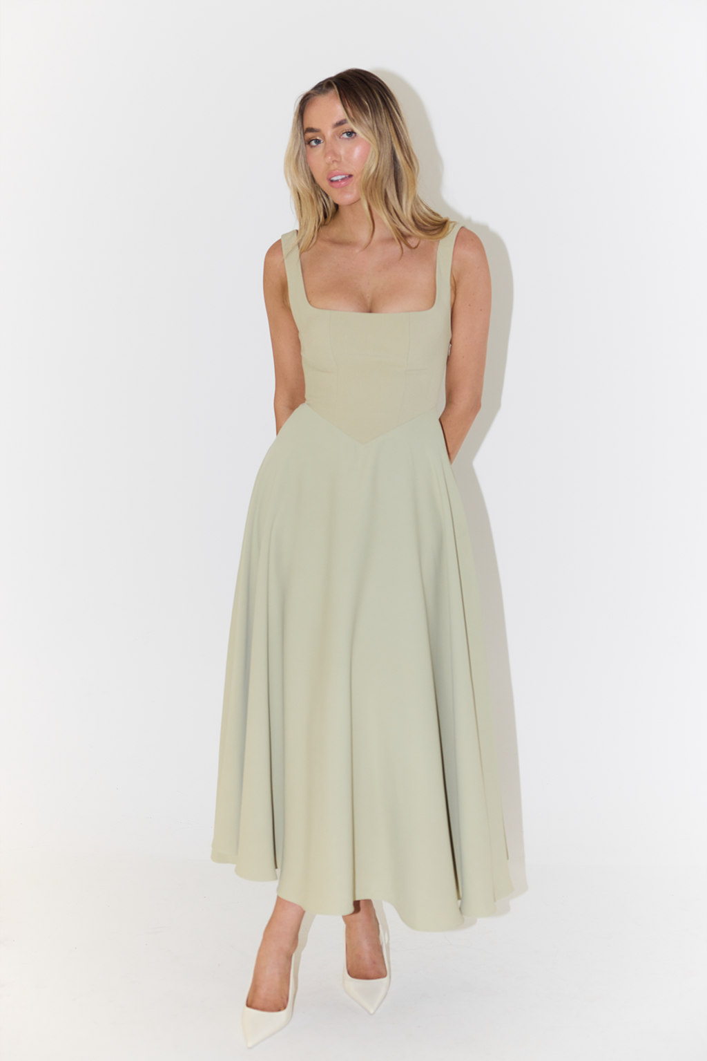 Whitney Square Neck Midi Dress