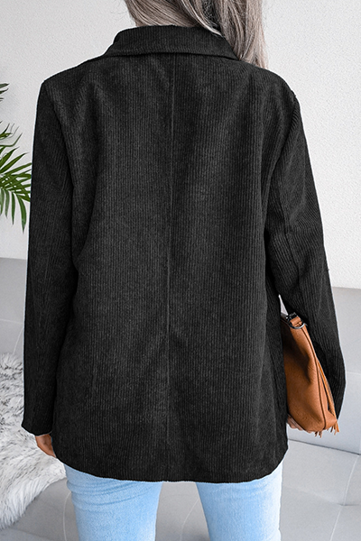 Solid Color Casual Jacket with Buckle and Dropped Neck for Modern Style