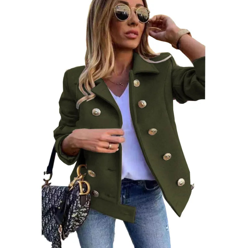 Elegant long jacket with button closure