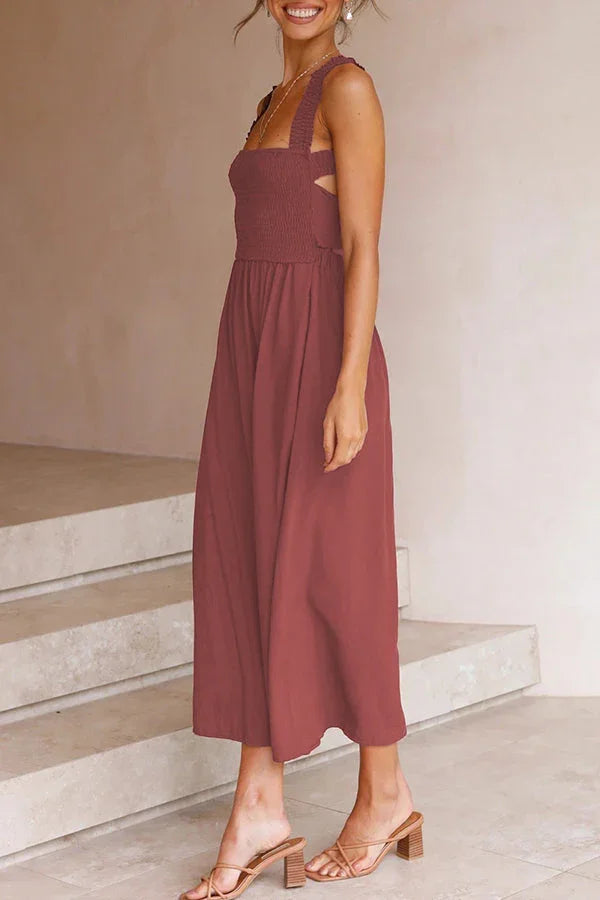Bendita midi dress with pockets and gathered cross back