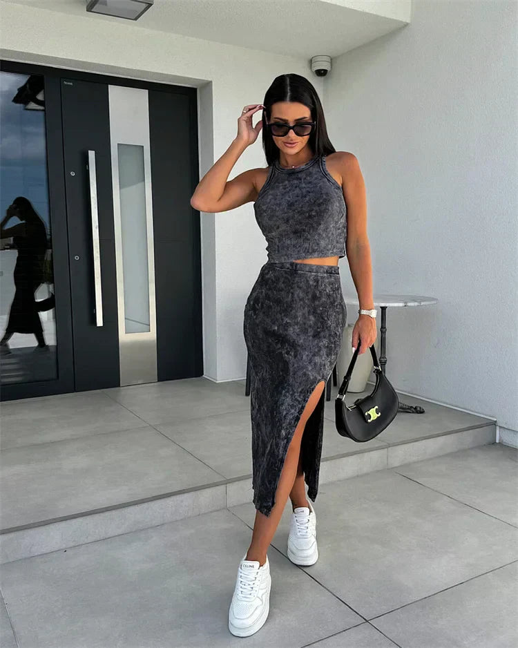Daniela - Two-piece set in fine plain fabric