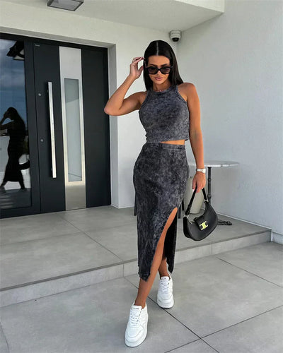 Daniela - Two-piece set in fine plain fabric