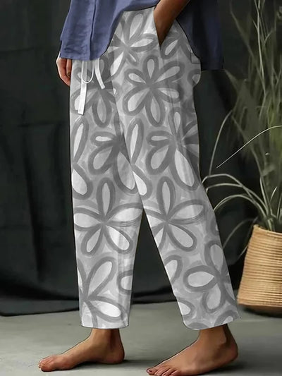 Maria - Women's Botanical Floral Print Loose Casual Pants