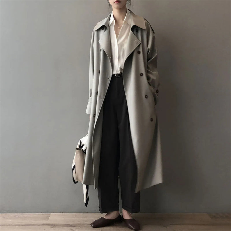 Women's long oversized double-breasted coat