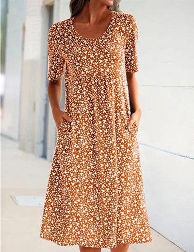 Alexandra - Floral Print Crew Neck Dress