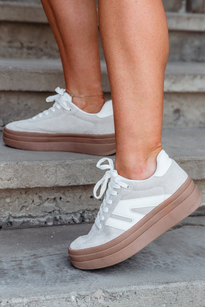 Dynamic Platform Sneakers - Light Beige - Ideal for Casual Outings