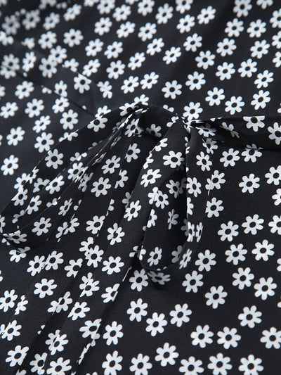 Elegant long dress with daisy floral print and modern style