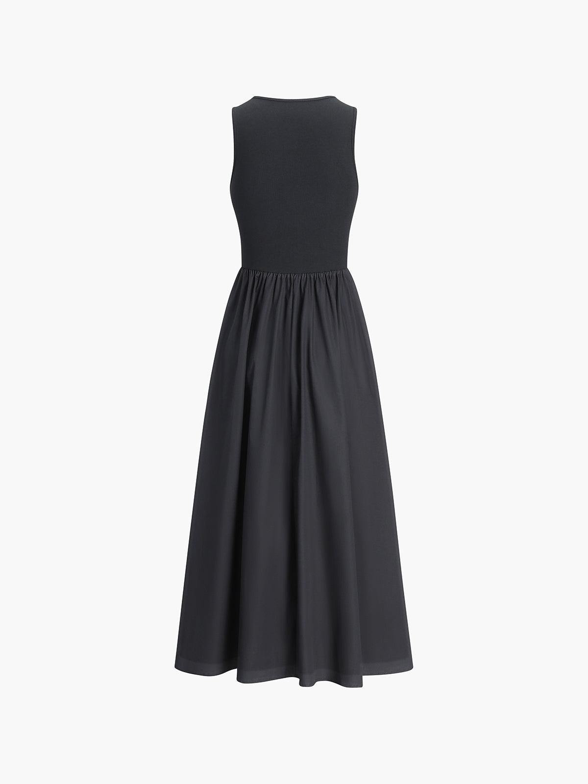 Long sleeveless dress with round neck for relaxed style