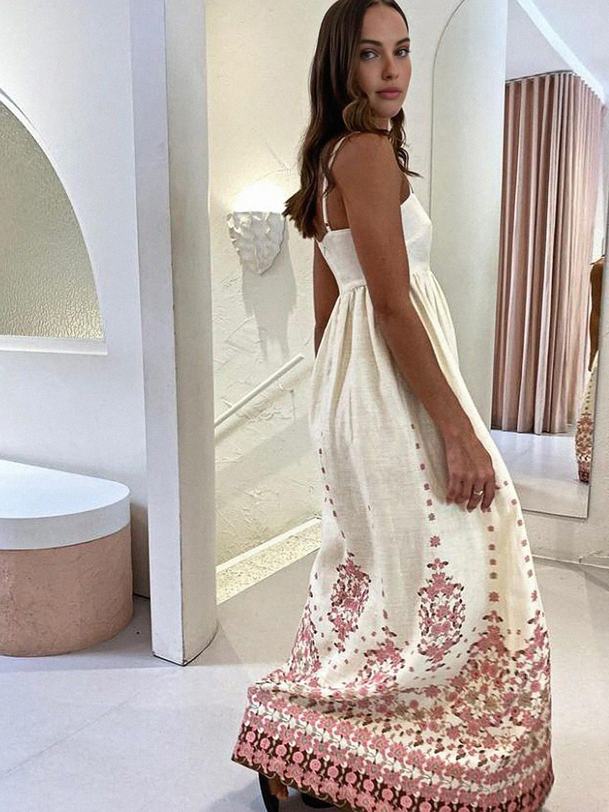Fiona - Floral Print Strappy Maxi Dress