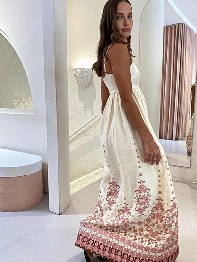Fiona - Floral Print Strappy Maxi Dress