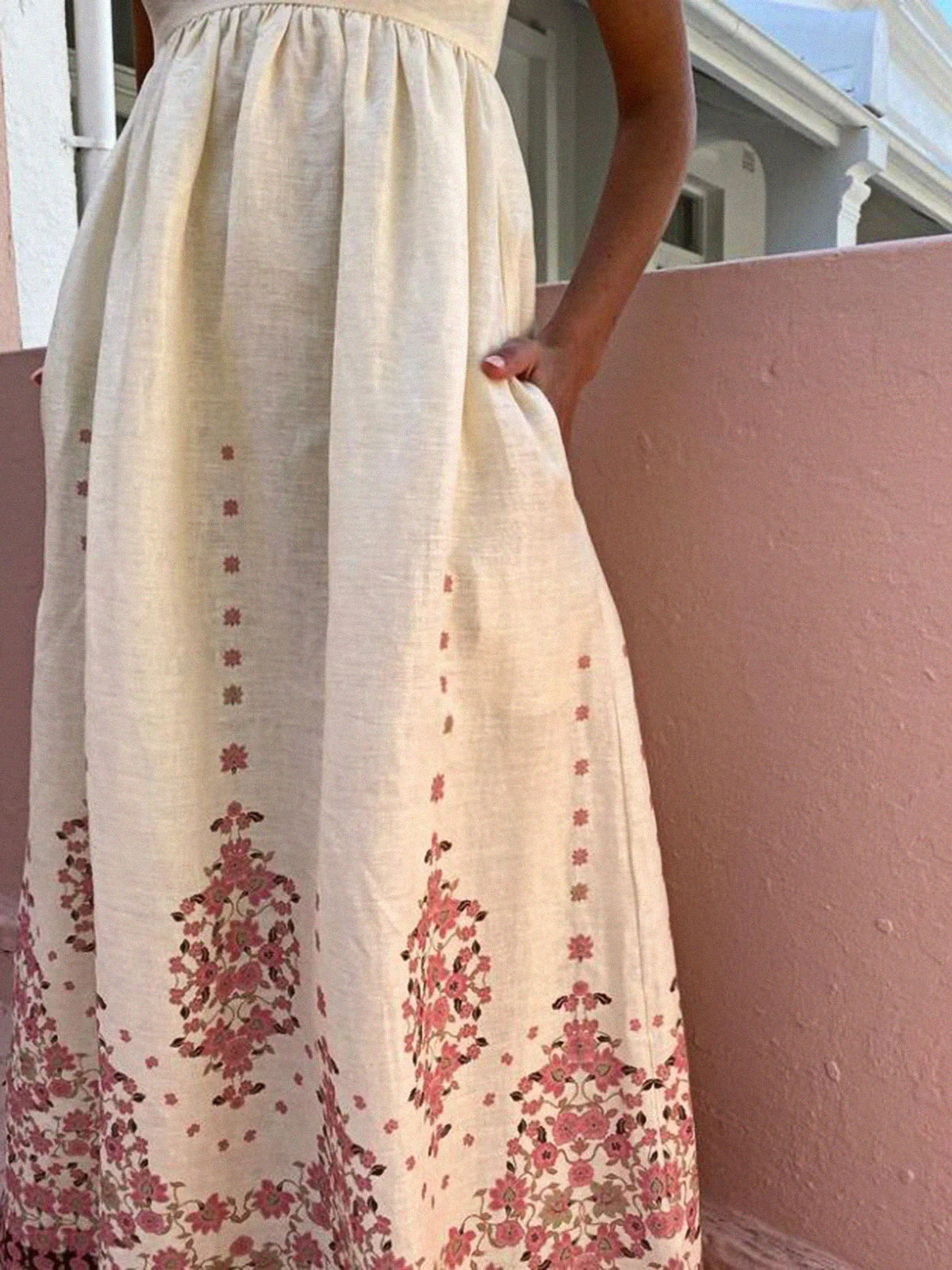 Fiona - Floral Print Strappy Maxi Dress