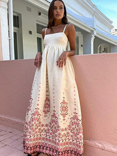 Fiona - Floral Print Strappy Maxi Dress