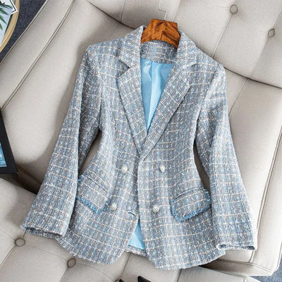 Comfortable winter jacket with interesting button design and deep V-neckline for an elegant style