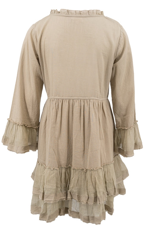 Elegant mini dress with ruffles and long sleeves